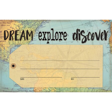 Teacher Created Resources Travel the Map Dream Explore Discover Awards, PK180 TCR8570
